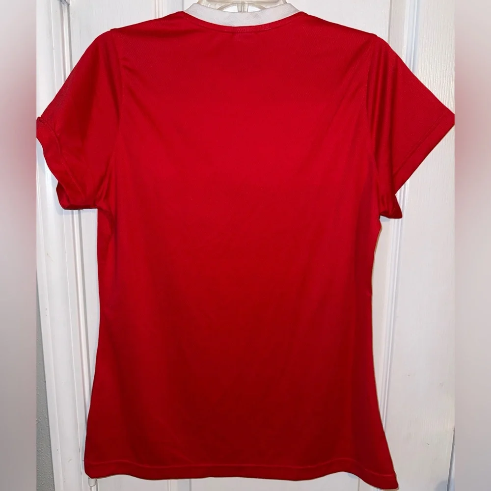 Nike Soccer Jersey Red White Dri-FIT Athletic Shirt Size L